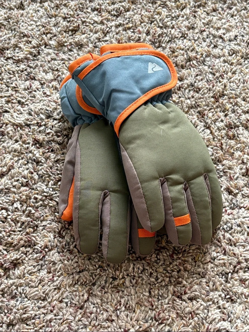 Insulated Outdoor Gloves in Olive, Gray & Orange